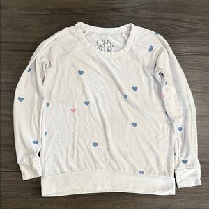 Chaser Kids White Sweatshirt with Blue and Pink Hearts